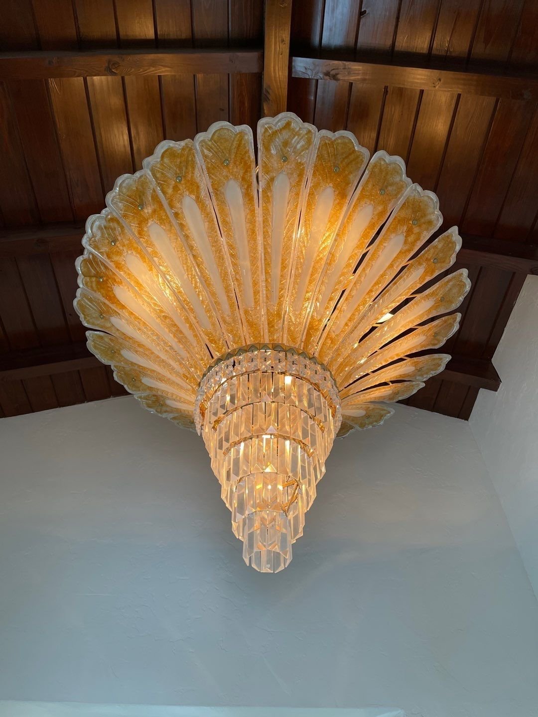 Murano amber leaf fixture