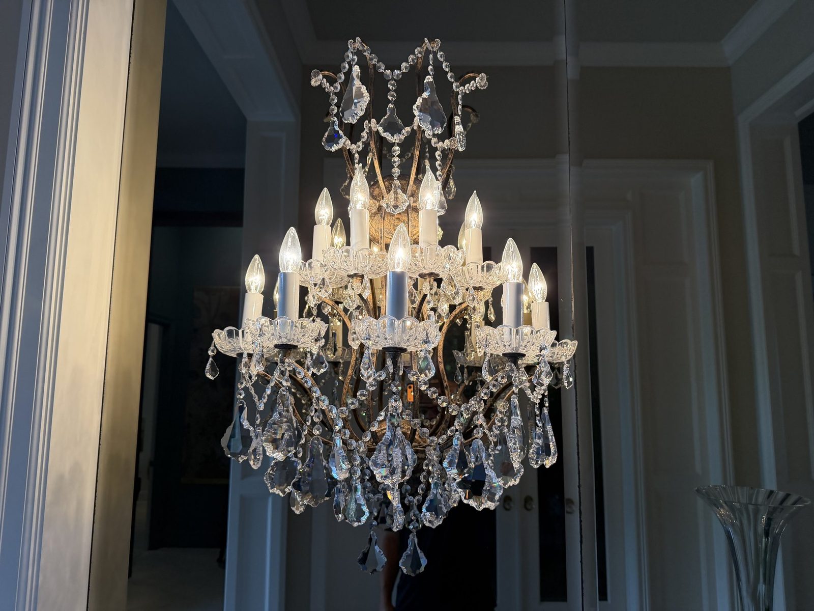 Elegant antique crystal chandelier