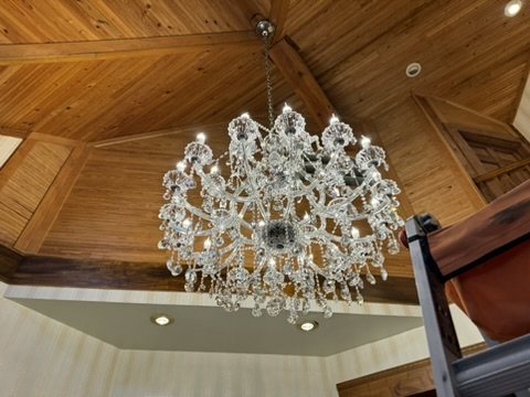 Gold crystal under timber beams
