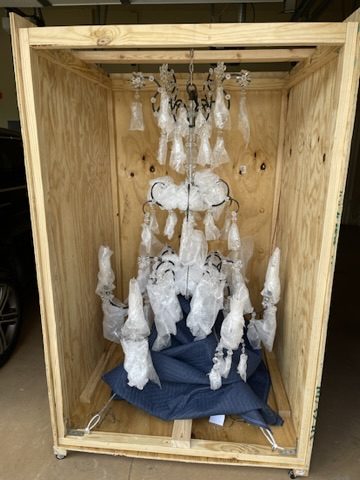 Crystal chandelier, crated