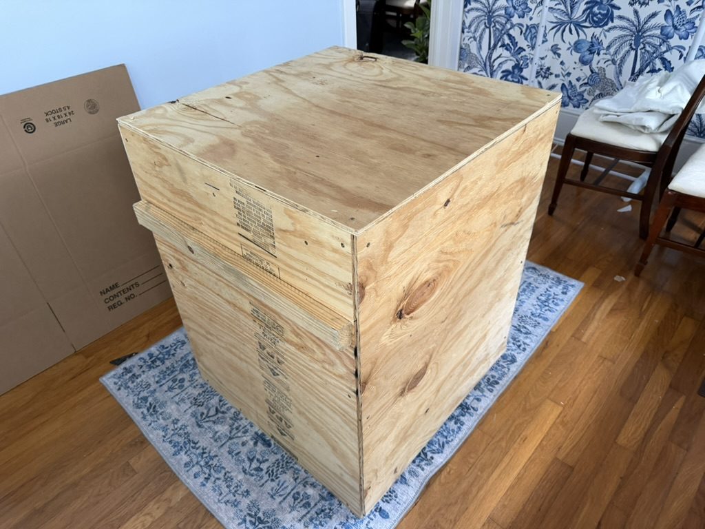 Custom-built plywood crate
