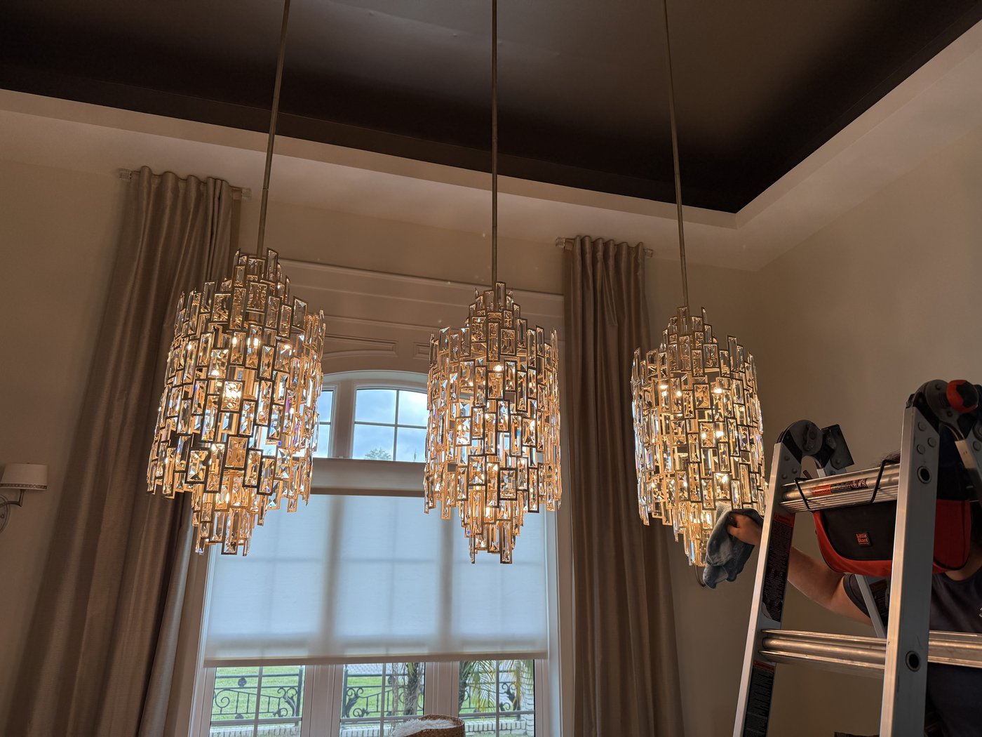 Crystal Drums, residential chandelier in a Florida home