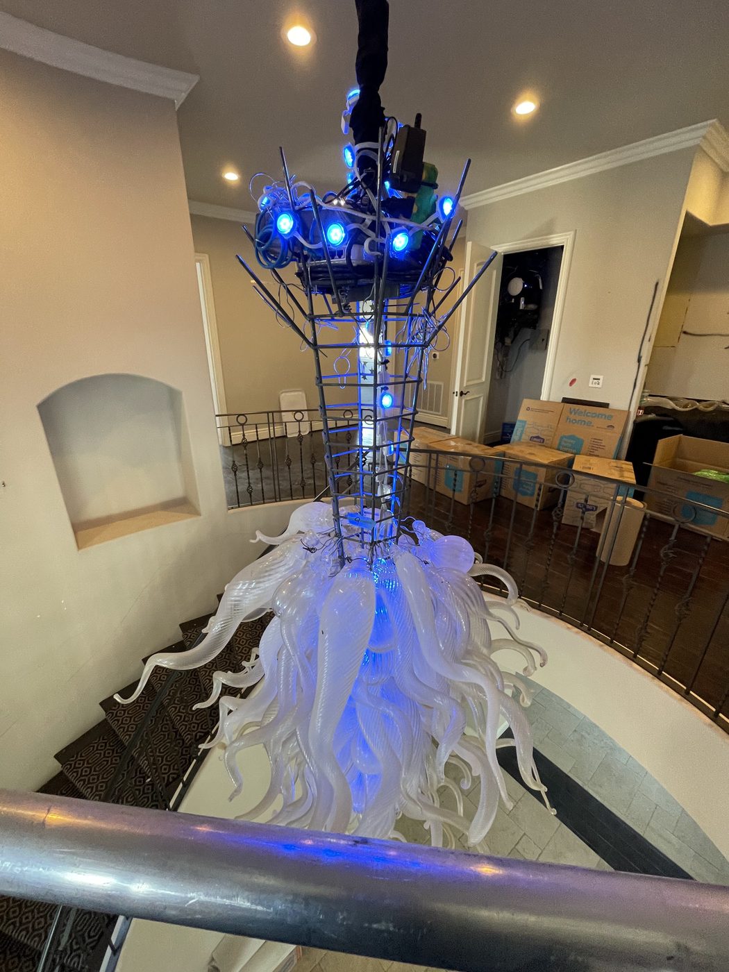 Blue & white glass tower