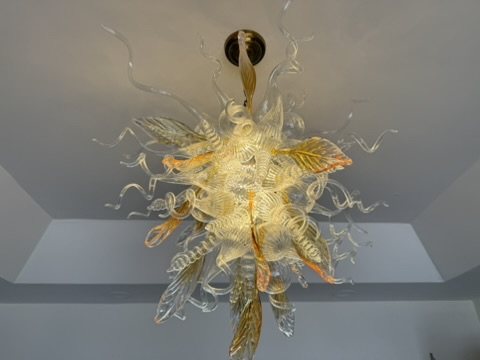 Amber blown-glass chandelier