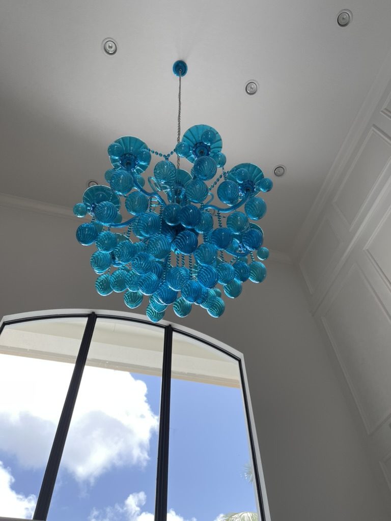 Turquoise bubble chandelier