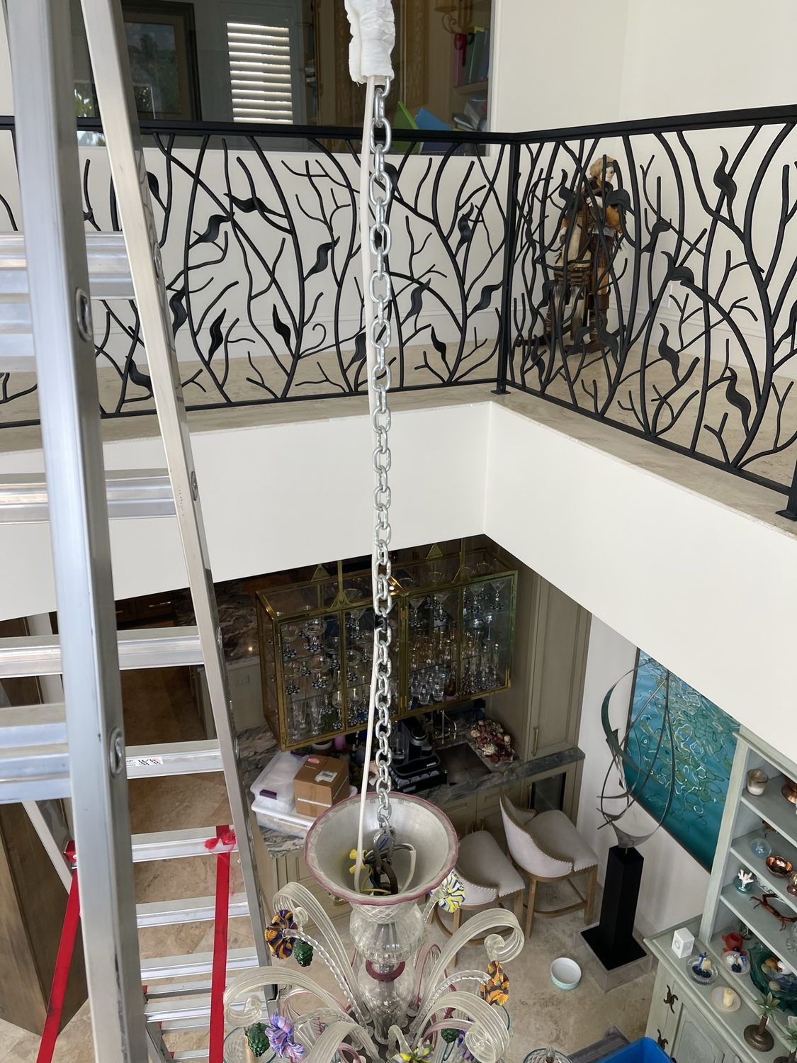 Lowering a Murano fixture
