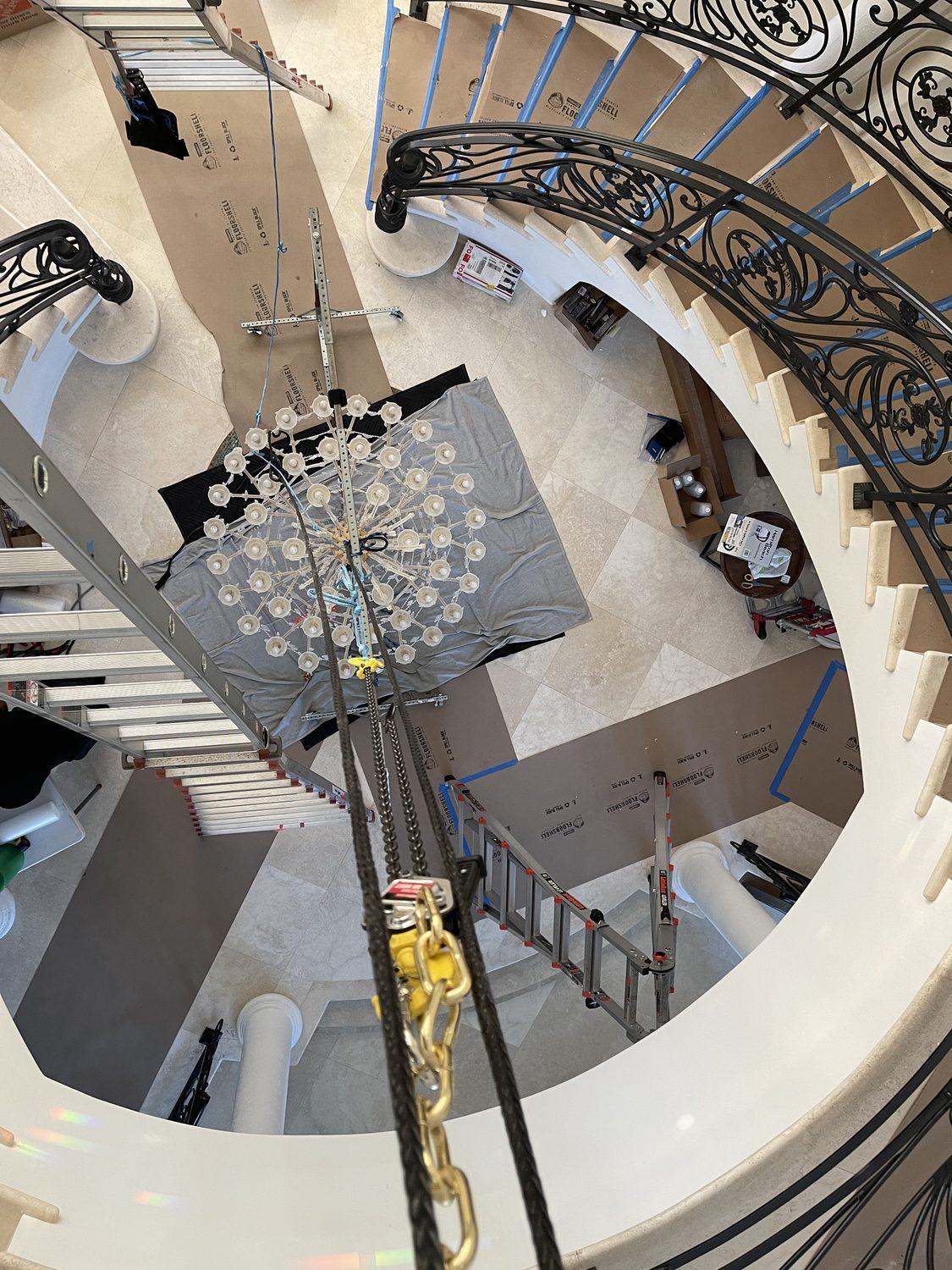 Lowered through the foyer